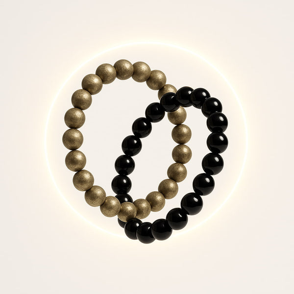 Richi Rich Combo- Pyrite and Black Obsidian Bracelet 8MM Wealth & Protection in One