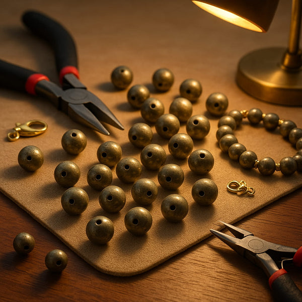 Authentic metallic grey Pyrite 8 mm round beads, Nazima Agate