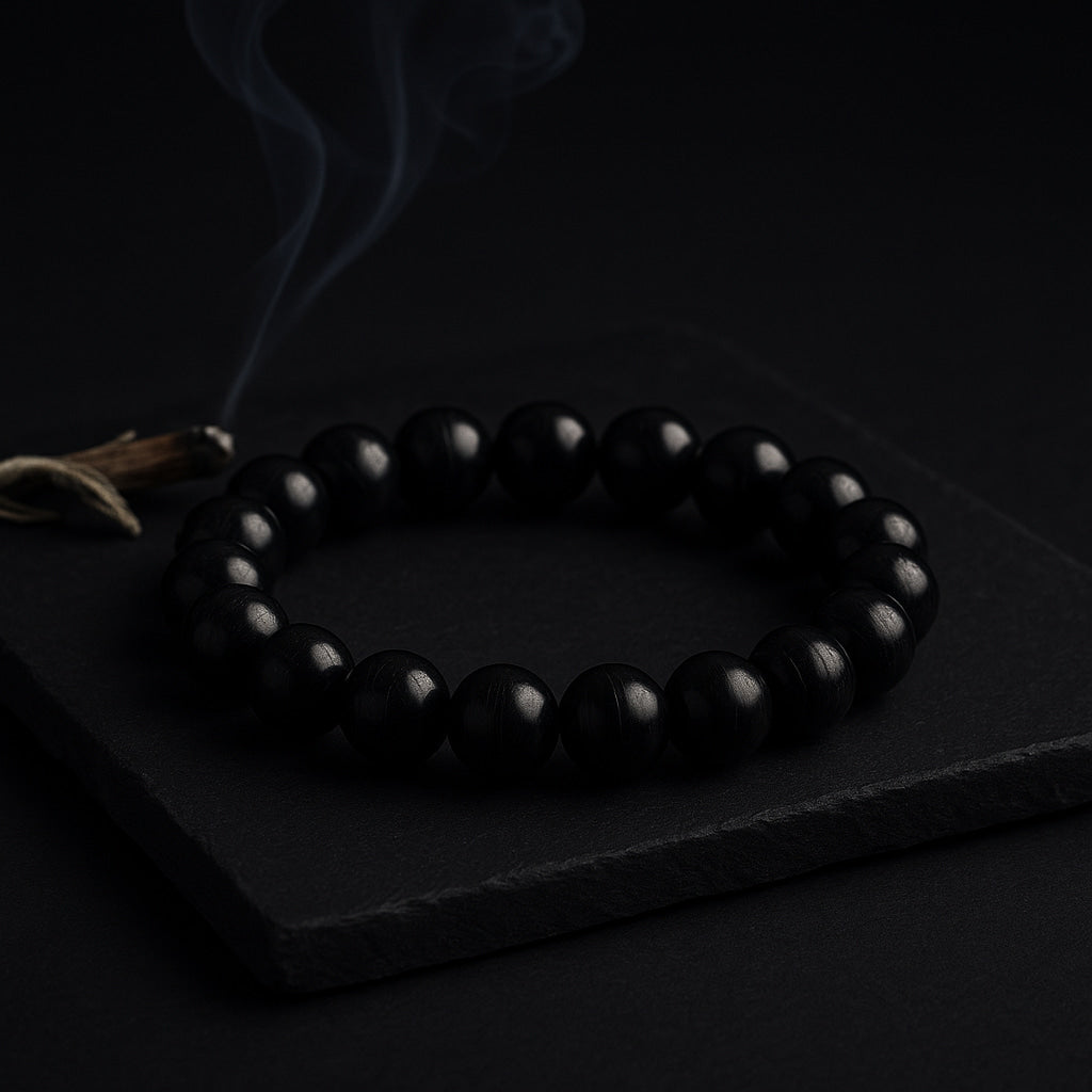 Natural Black Tourmaline 8mm beaded bracelet for grounding and negativity shield