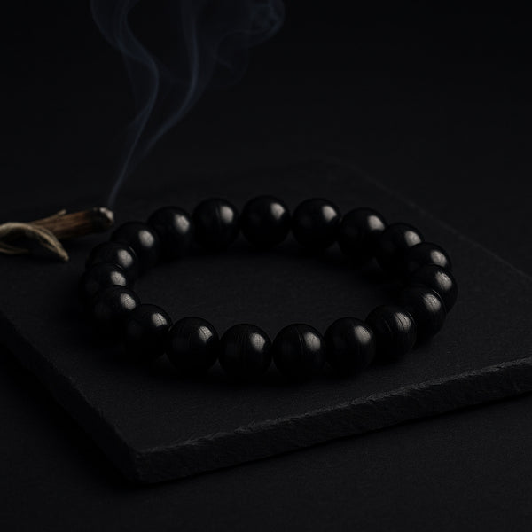 Natural Black Tourmaline 8mm beaded bracelet for grounding and negativity shield