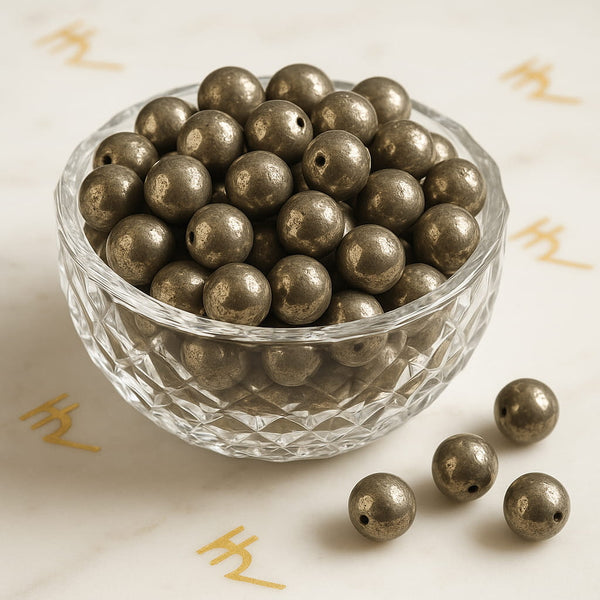 Natural Pyrite loose beads 8 mm for bracelet making by Nazima Agate