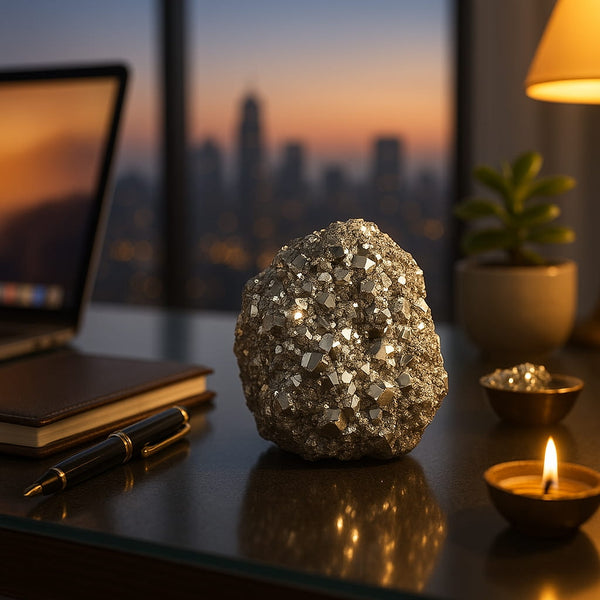 Raw Pyrite Geode wealth stones for home and office