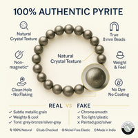 Peru Pyrite meaning and benefits infographic — wealth attraction, confidence and protection explained by Nazima Agate