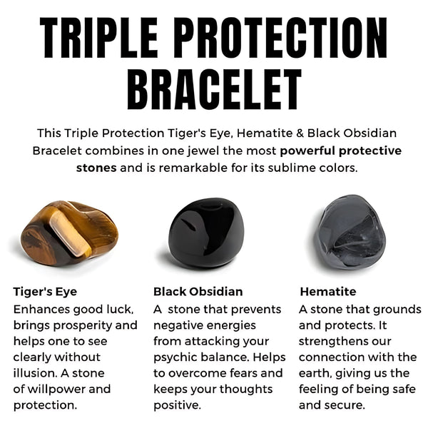 Root chakra and solar plexus balancing Triple Protection Energy Bracelet 8 mm by Nazima Agate.