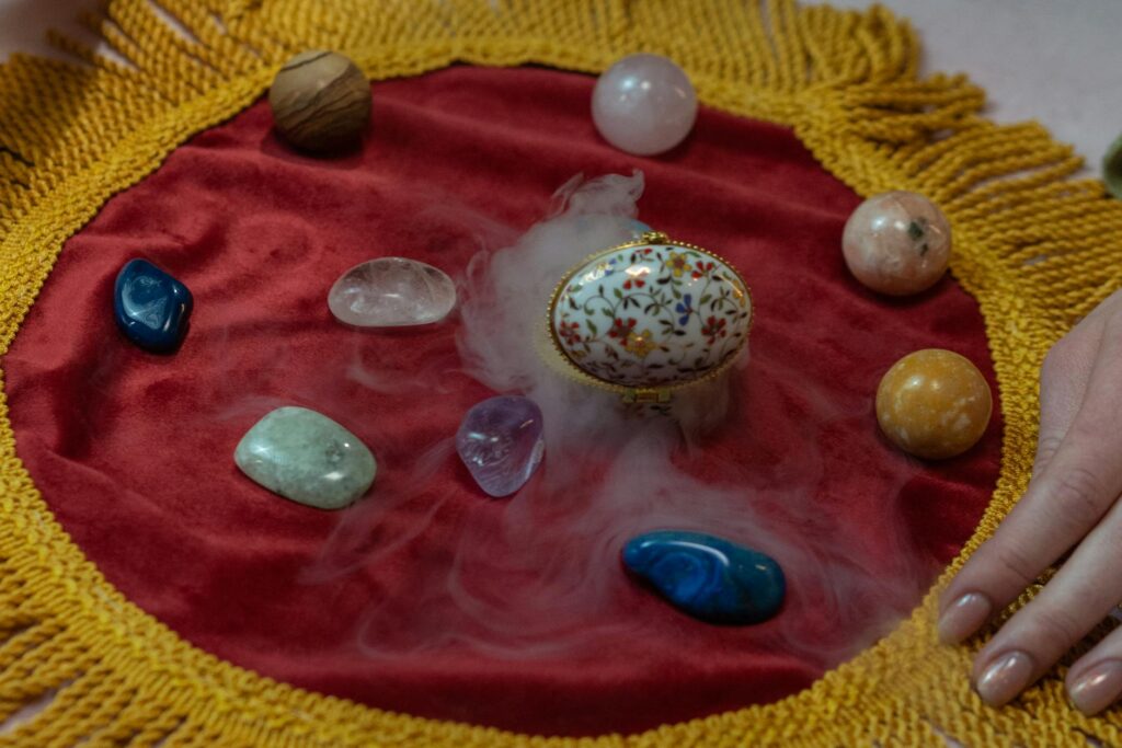 fortune teller using precious stones and crystals to predict based on Zodiac Sign